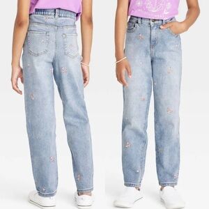 Cat & Jack‎ Girls' Floral Embroidered High-Rise AnkleStraight Jeans SIZE 14
